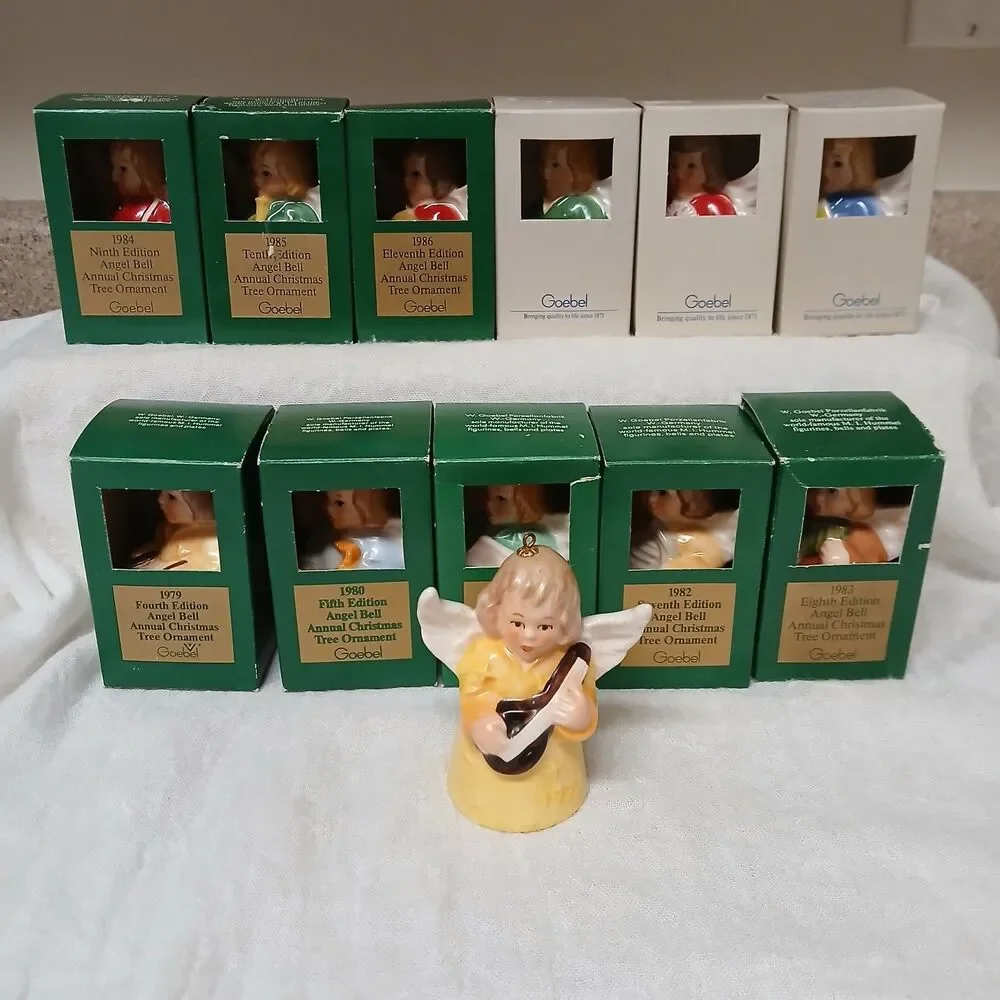 Lot Of 12 Vtg Goebel Angel Bell Ornaments  1979-1989 W/Box Plus 1977 No Box